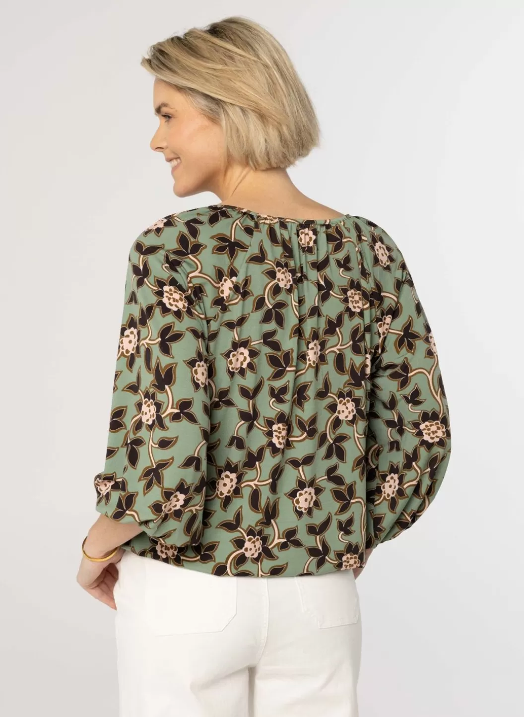 Shirts & Tops-Norah Shirt Met Botanische Print Groen