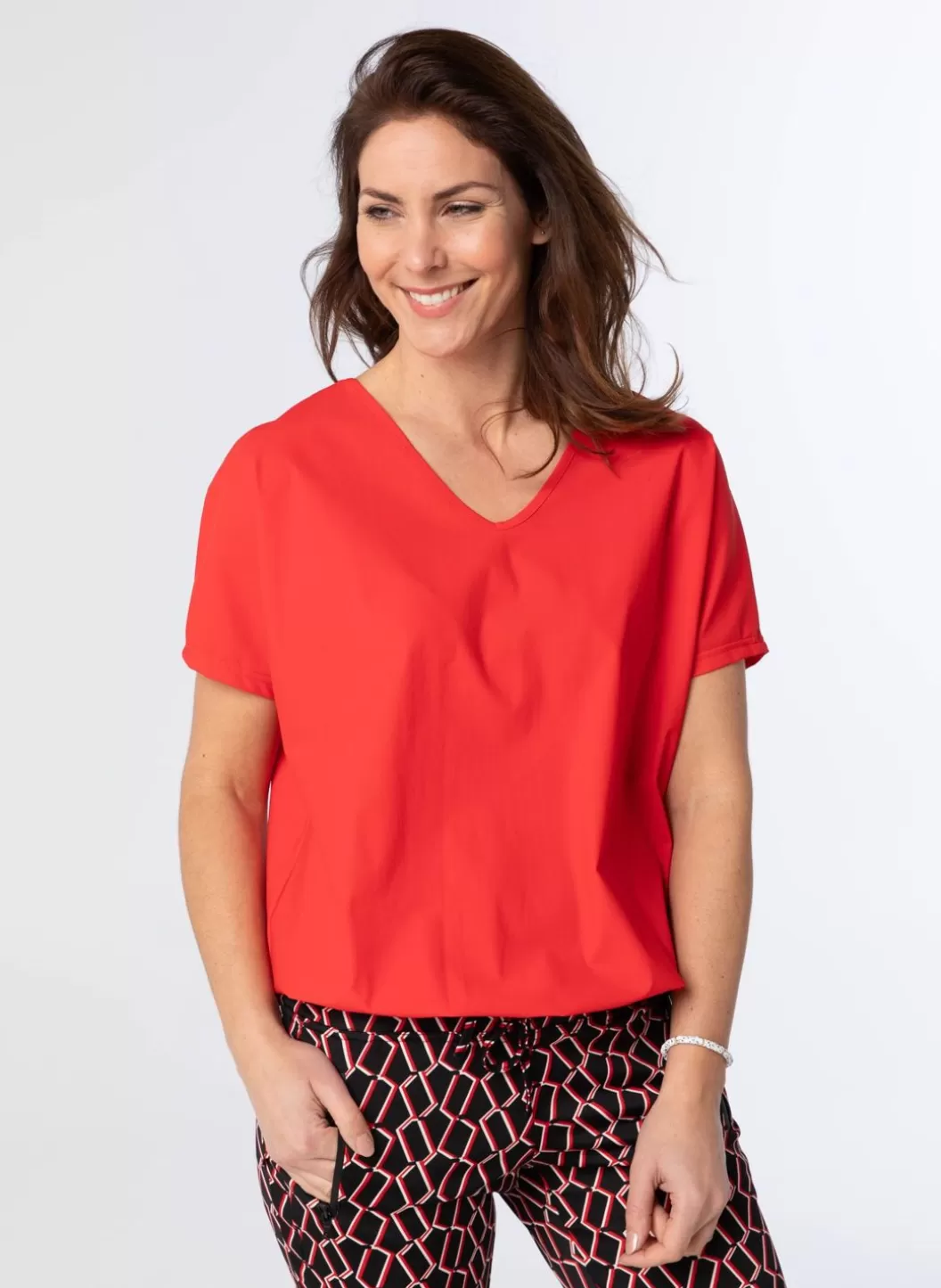 Shirts & Tops-Norah Shirt Van Travelstof Rood