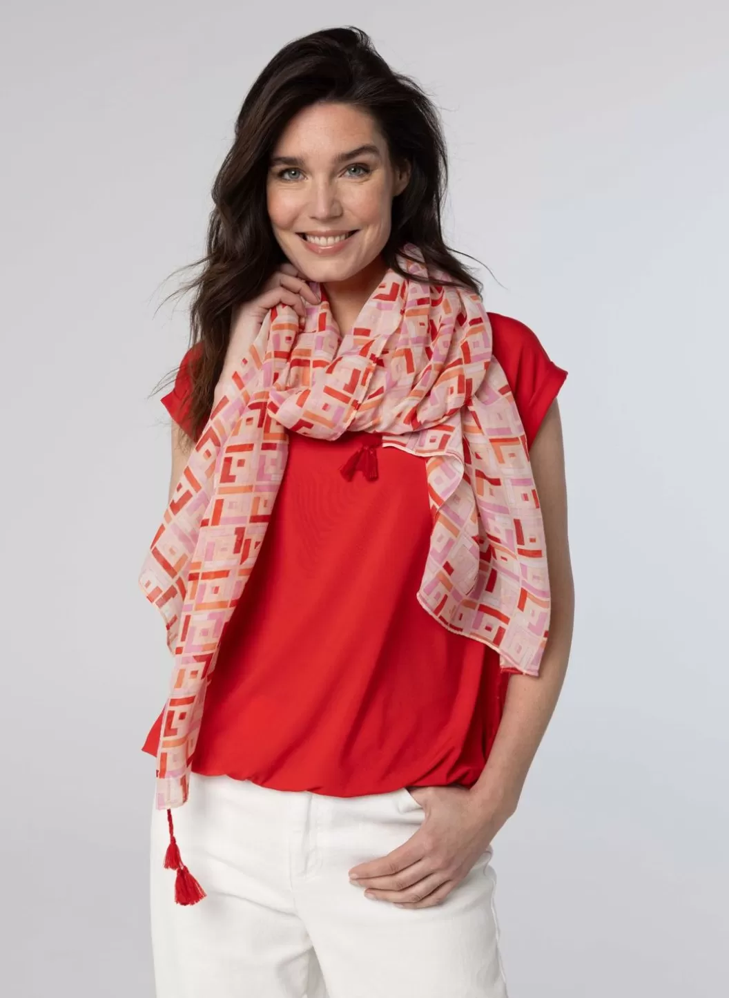 Accessoires-Norah Sjaal Meerkleurig Roze Rood