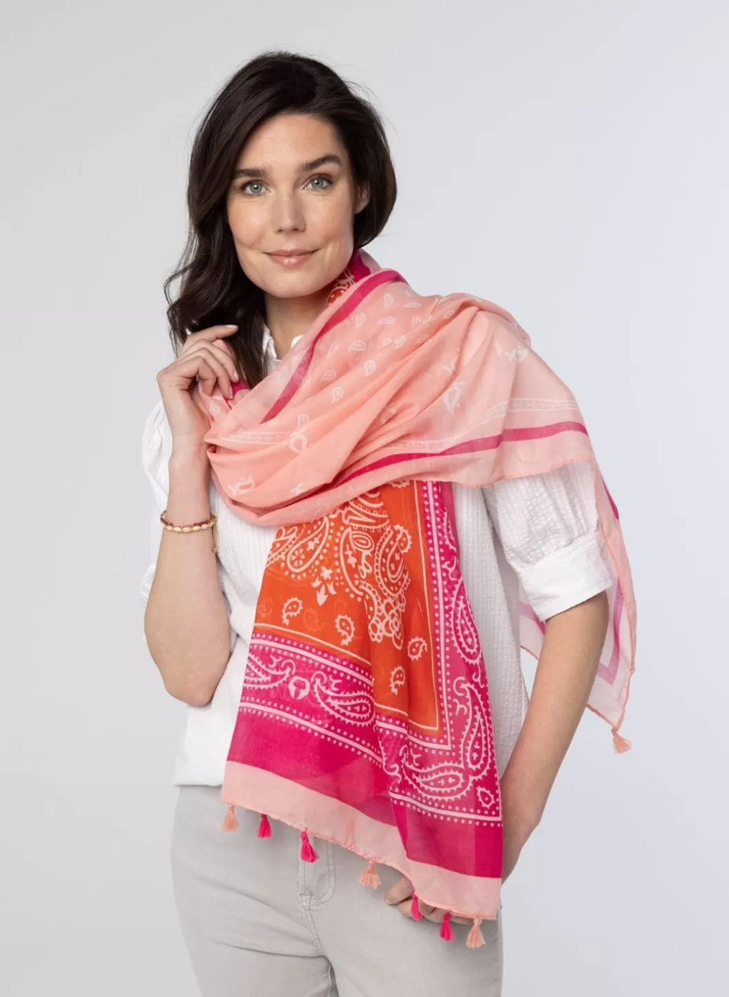 Accessoires-Norah Sjaal Rood Roze