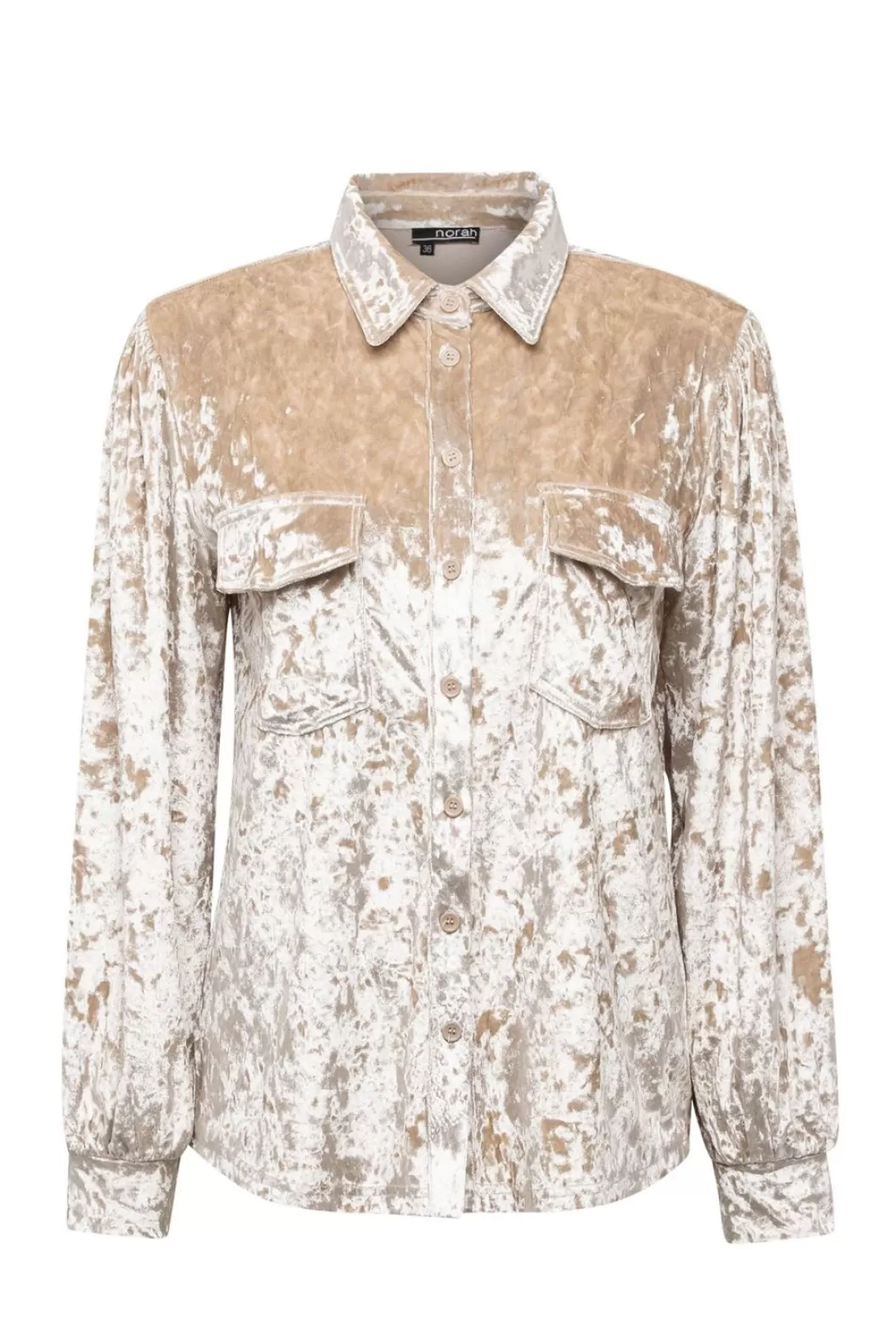 Blouses-Norah Velvet Blouse Beige