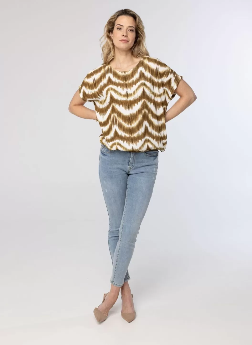 Shirts & Tops-Norah Wit Shirt Bruin