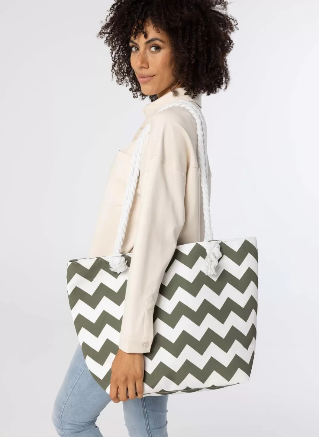 Accessoires-Norah Witte Shopper Groen