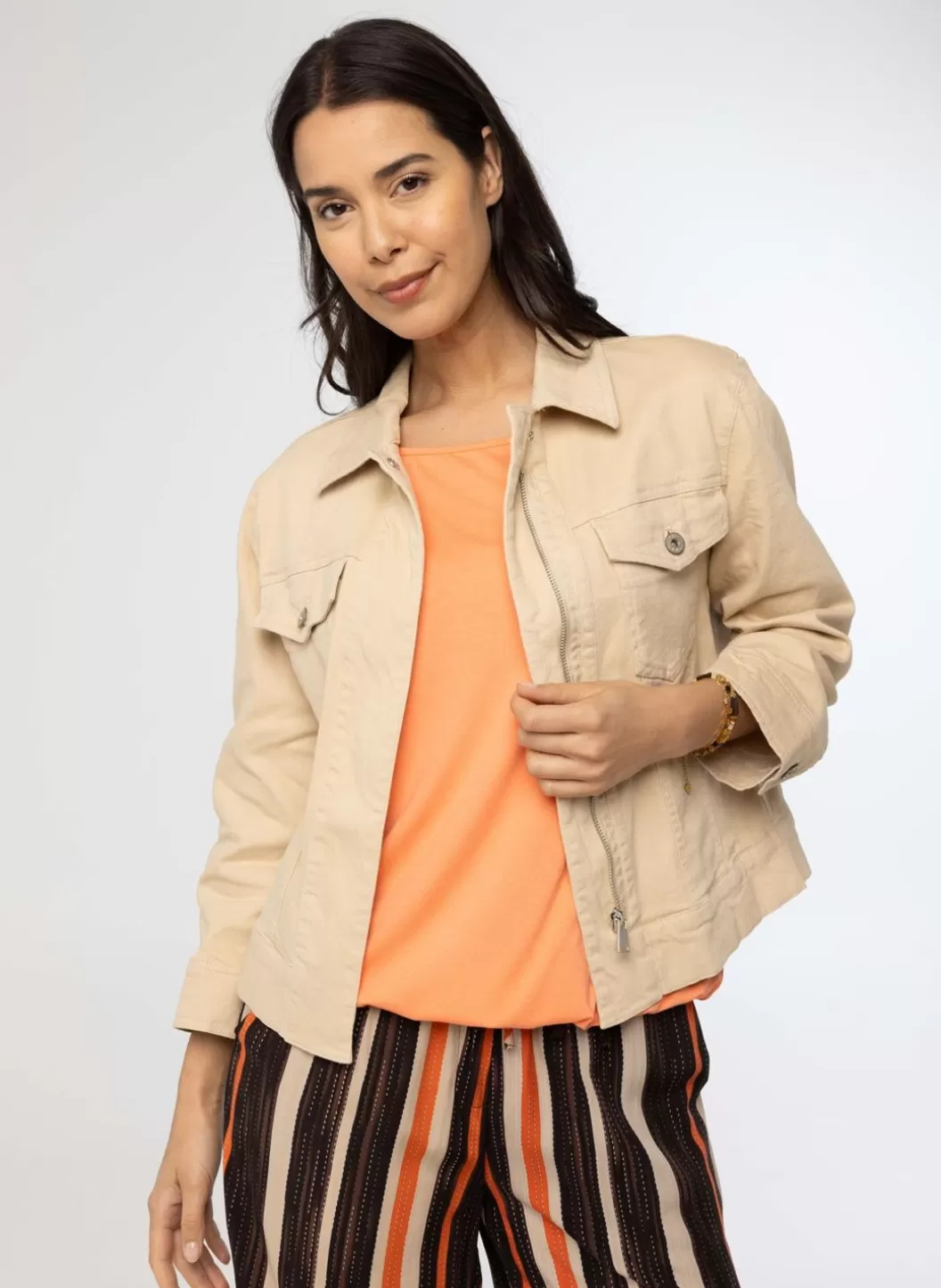 Jackets & Blazers-Norah Zandkleurig Spijkerjack Beige