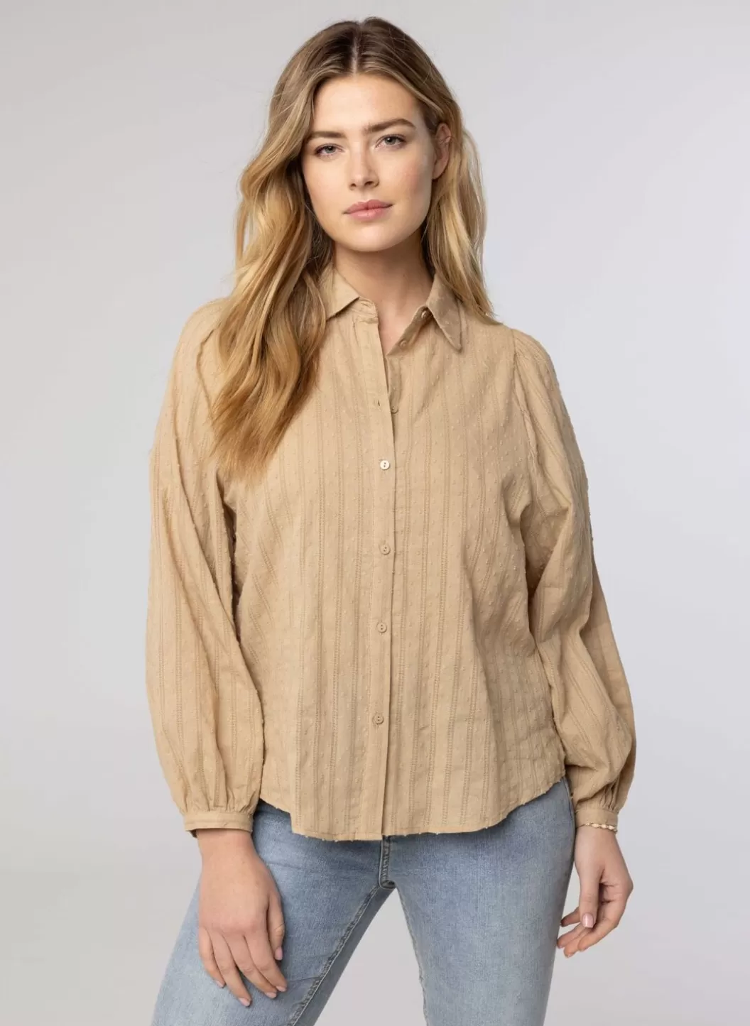 Blouses-Norah Zandkleurige Blouse Beige