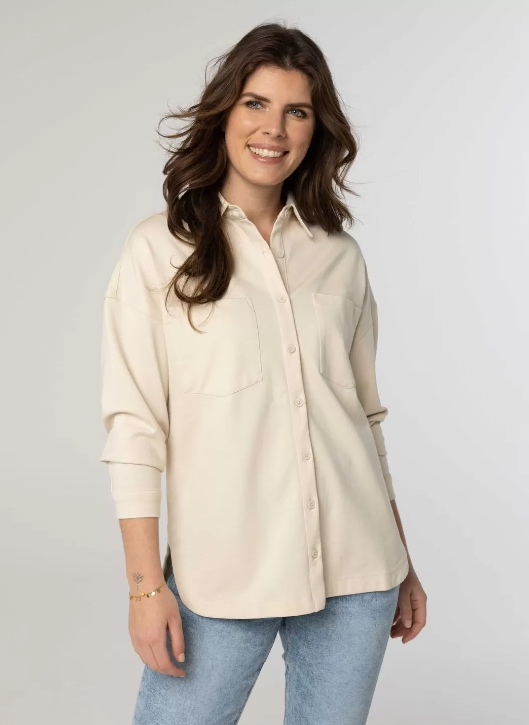 Blouses-Norah Zandkleurige Blouse Beige