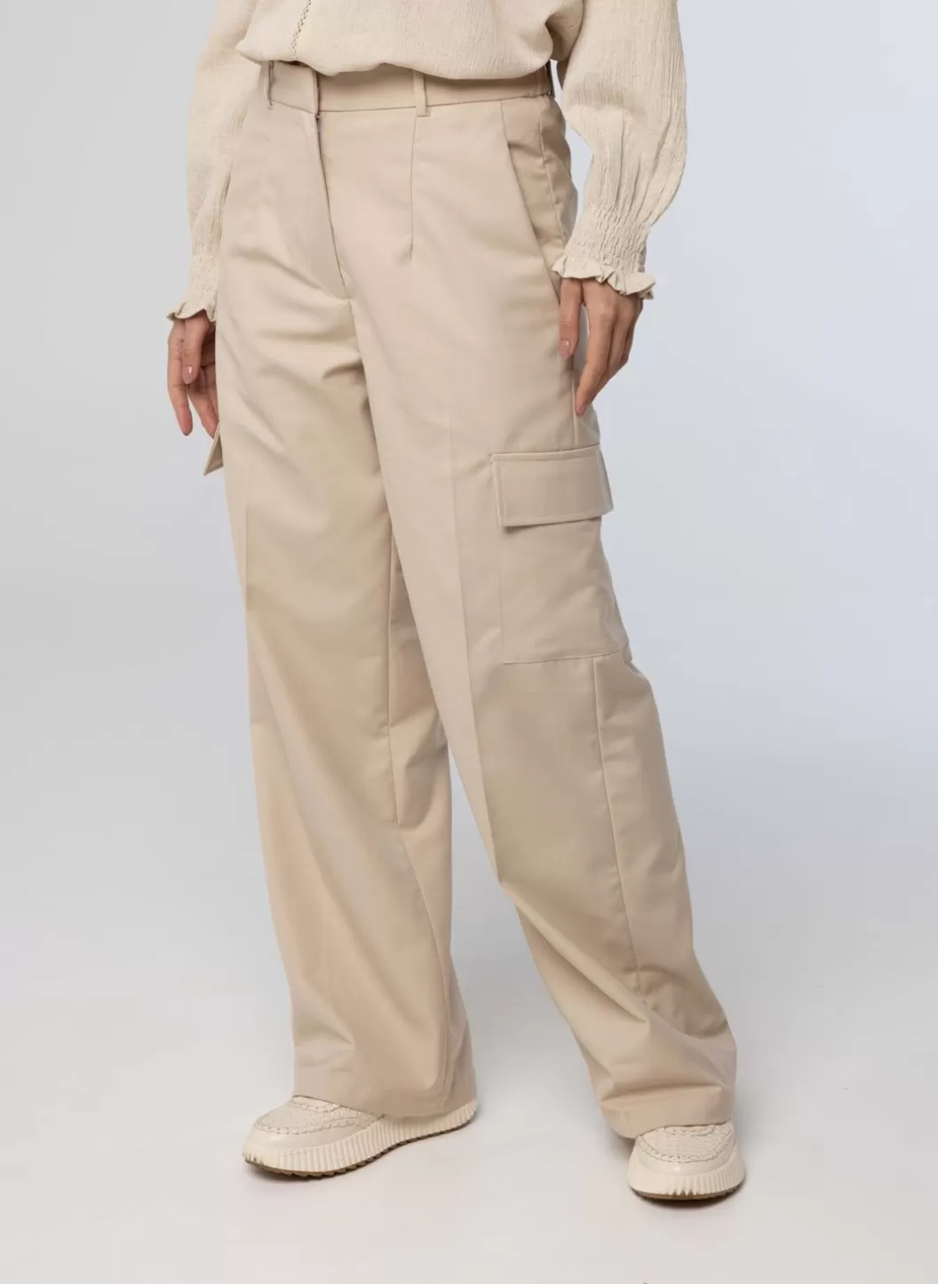 Broeken & Leggings-Norah Zandkleurige Cargo Broek Beige